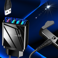 Illuminated 4-USB Wall Charger 3A
